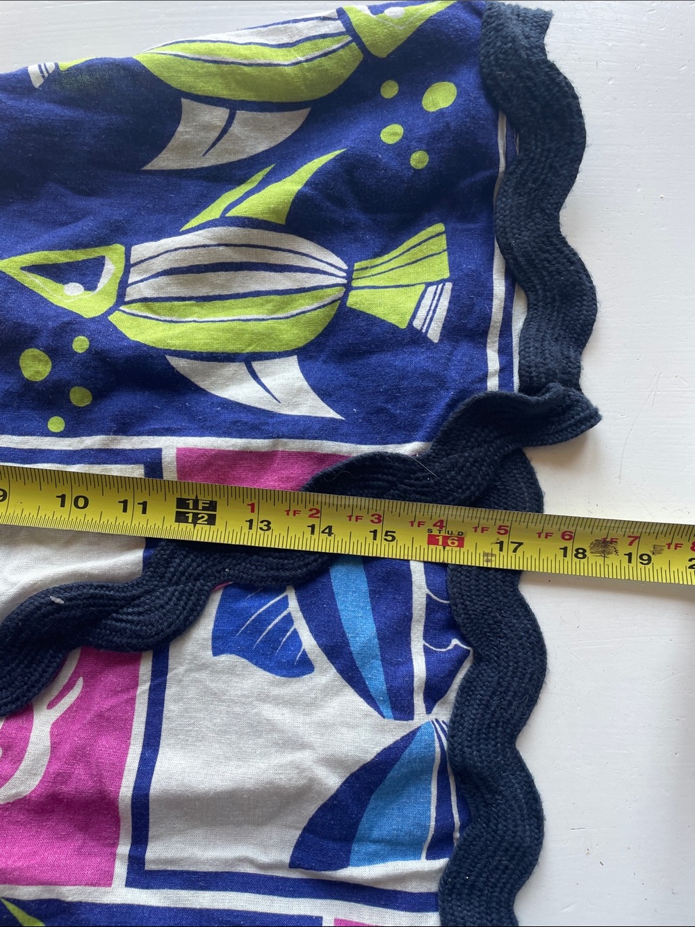 Anthropologie Colorblock Fish Print Skirt with Scalloped Trim - Picture 5 of 5